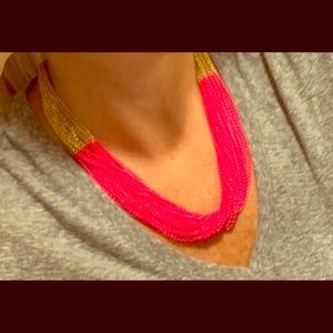 Costume jewelry hot pink/gold necklace
